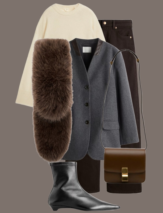 Krásná kožešinová šálka ve stylingu Nikoly Jankovské. 