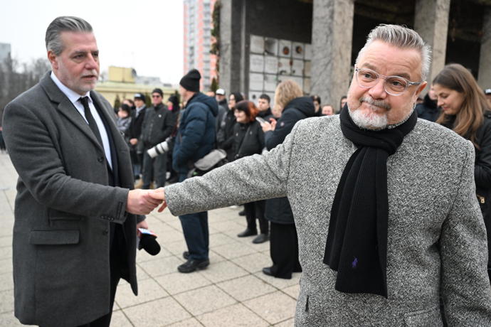 Miloš Pokorný na pohřbu Patrika Hezuckého.