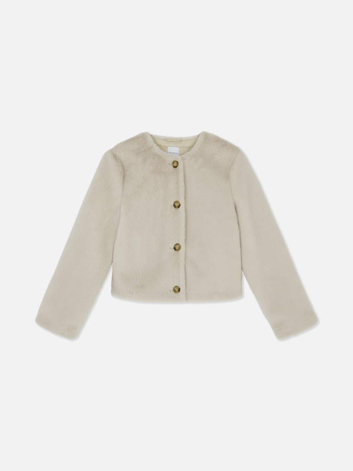 Plyšová bunda bez límce, Primark, 905 Kč