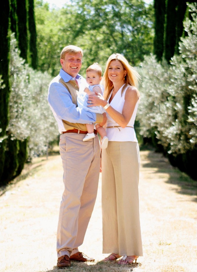 Sedmiměsíční Catharina-Amalia s rodiči