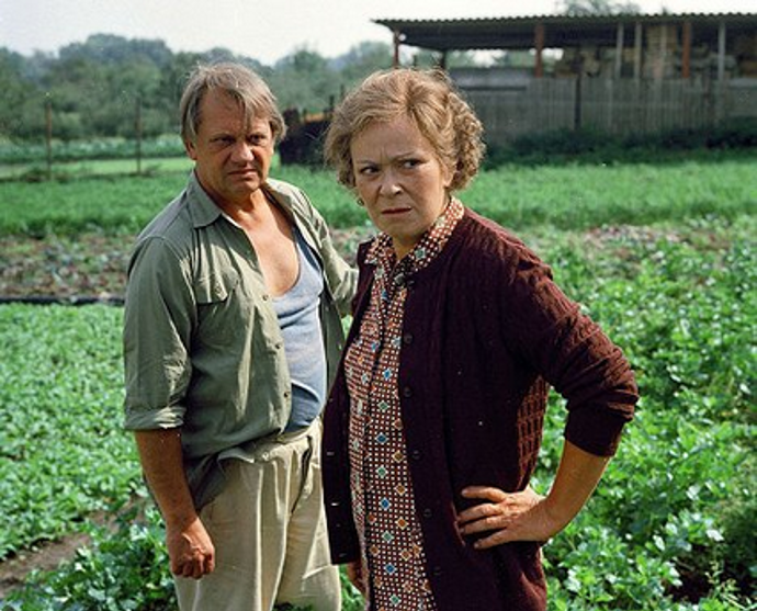 Miloslav Štibich s Jiřinou Bohdalovou v seriálu z roku 1988 Druhý dech. Následují snímky z filmu Postřižiny, kde si Štibich také zahrál.