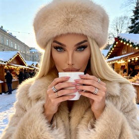 Jessica Alves na vánočních trzích v Praze.