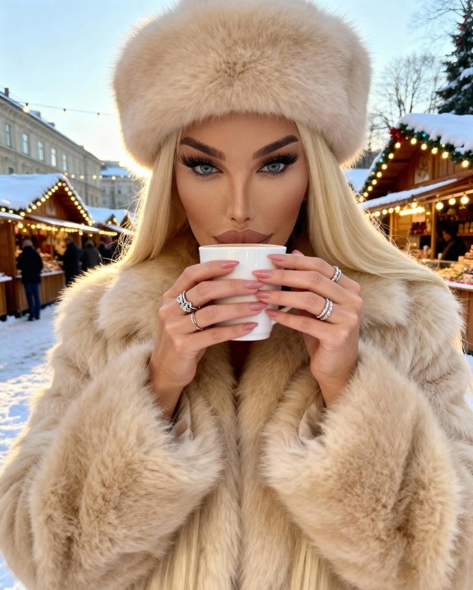 Jessica Alves na vánočních trzích v Praze.