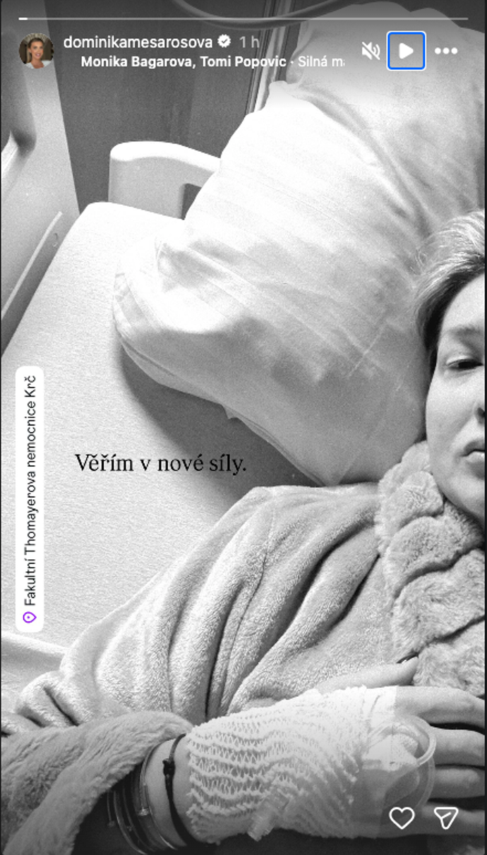 Dominika Mesarošová sdílela snímek z nemocnice.