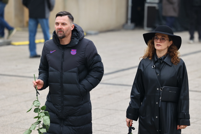Marta Jandová na pohřbu Patrika Hezuckého.
