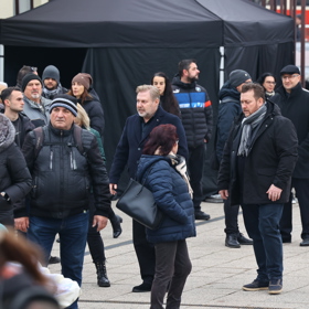 Roman Ondráček na pohřbu Patrika Hezuckého.