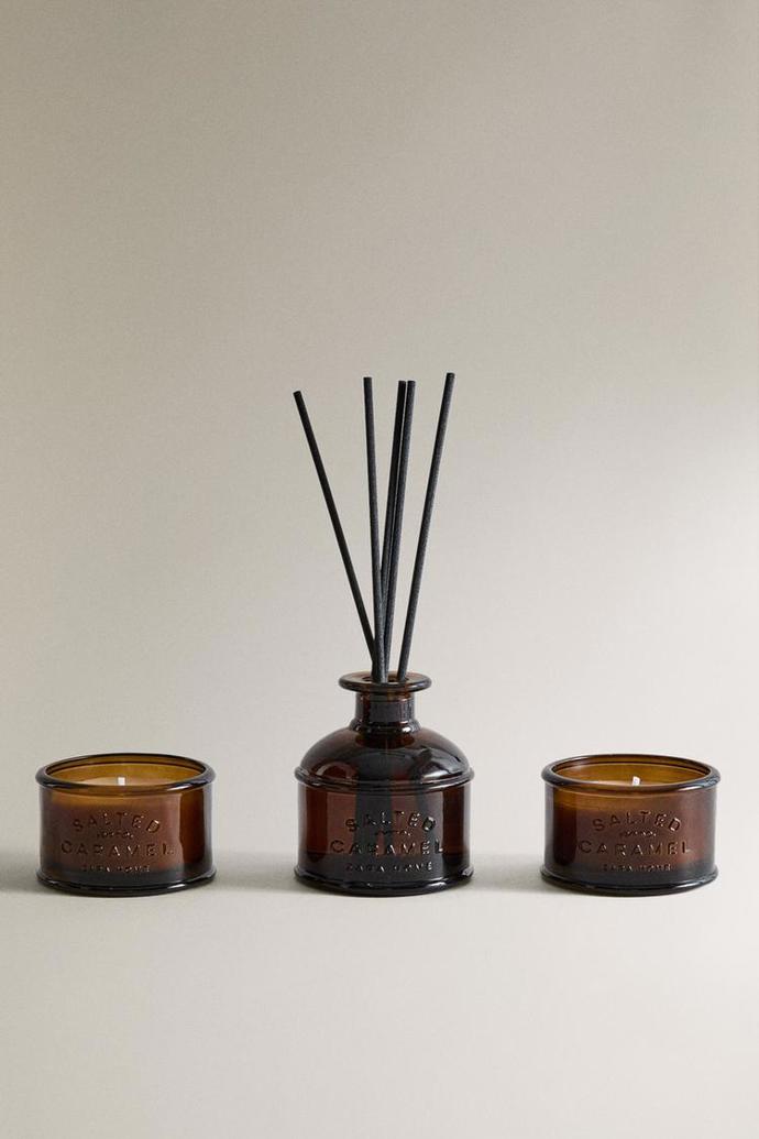 Sada s aroma difuzérem a vonným svíčkami s vůní slaného karamelu, Zara, 1099 Kč