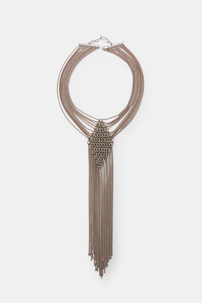 Náhrdelník s řetízky a kroužky, Zara, 1199 Kč