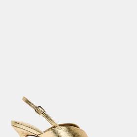 Sandály na podpatku s laminátovým efektem, Zara, 999 Kč