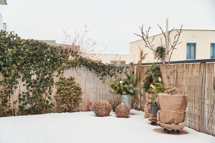 Pohled na Hančinu velkou terasu, letošní leden je pod sněhem.