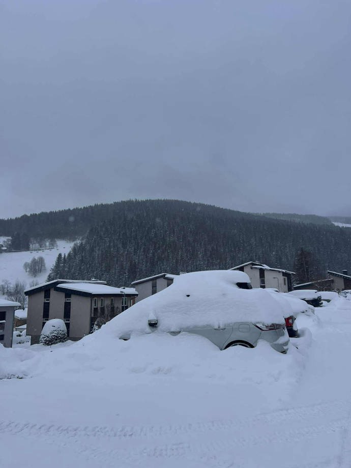 Auta zasypal sníh. 