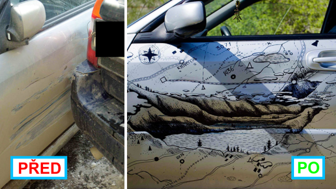 Máte na autě promáčklinu? Využijte ji k vytvoření uměleckého díla!