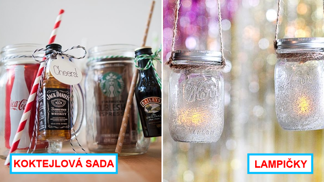 Ze zavařovaček vyrobíte stylové party doplňky.