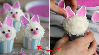 Z maršmelounů vytvoříte dokonalá zaječí ouška.