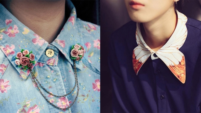 Okrášlené límečky přitáhnou pozornost nejen k nim samotným, ale i k vaší tváři.