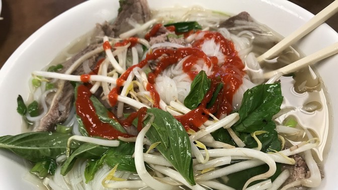 pho, sriracha