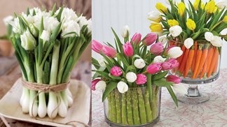 Květiny v kombinaci se zeleninou vypadají dokonale