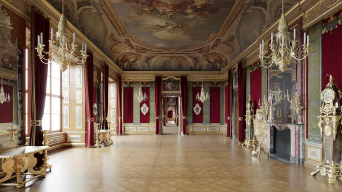 Nově zrekonstruované svatební apartmá v Rezidenčním zámku v Drážďanech.