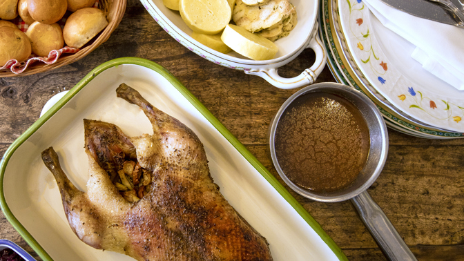V Babiččině zahradě sáhli po klasice a dobře udělali. Jejich husa s křupavou kůrčičkou, variace knedlíků a červené zelí vás dostane.