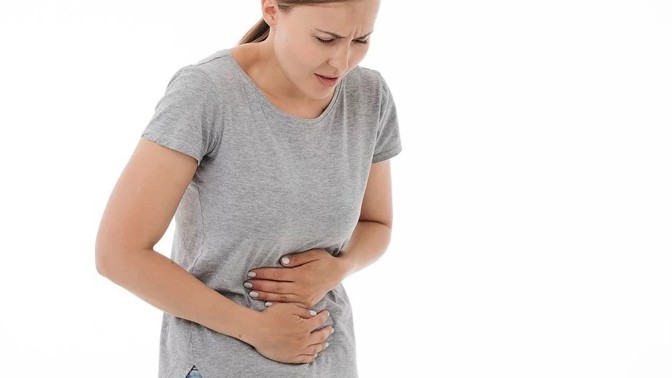 žena, bolest, břicho,