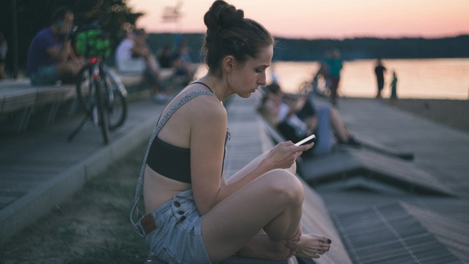 žena, mobil, dívka