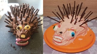 Zpackaný dort ježek.