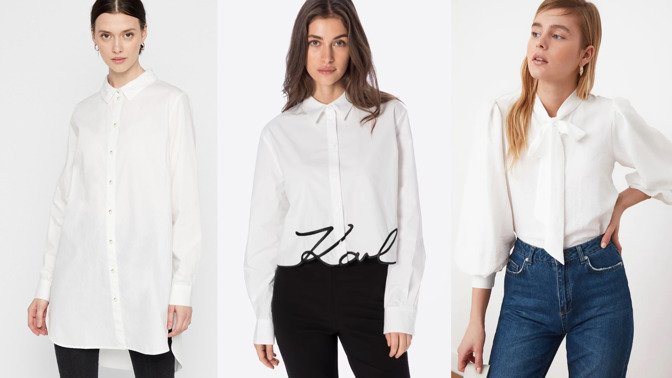 Bílé košile Pieces, Karl Lagerfeld a Trendyol