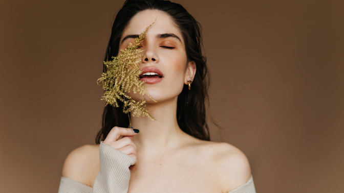 žena, Vánoce, svátky, list, zlatá