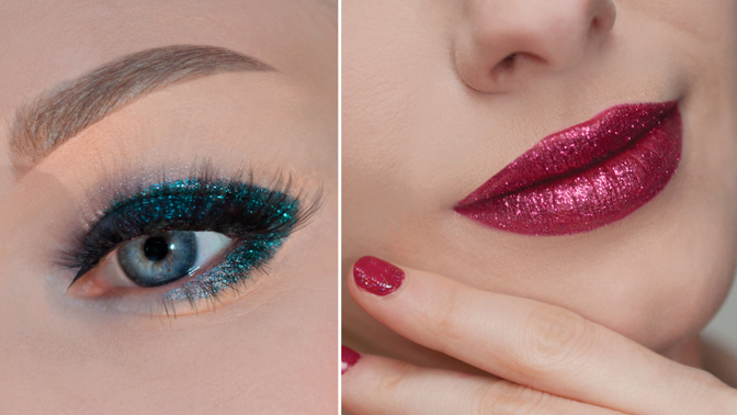 Vánoční a silvestrovské líčení patří třpytkám. 