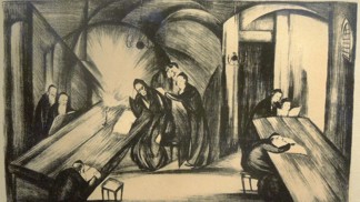 Židé studují knihy o dybukovi.