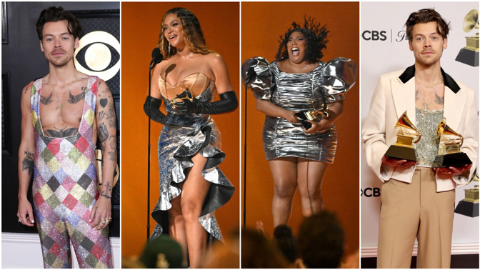 Módní policie z Grammy 2023: Tři flitrové outfity Harryho Stylese a metalické modely Beyoncé i Lizzo