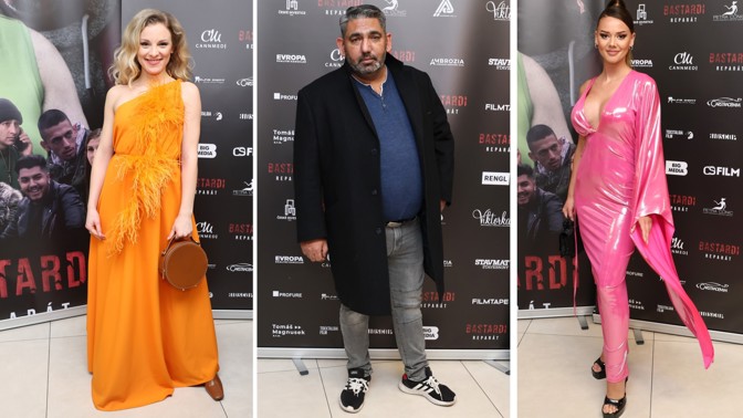 Móda z premiéry Bastardů 4: Gašpárová v blyštivé růžové, sluníčková Ďuricová a Kajínek s vlastní fotkou na triku