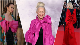 Obří mašli, aby je našli: Helen Mirren, Lily Collins a další slavné krásky, které zastínila nápadná ozdoba šatů