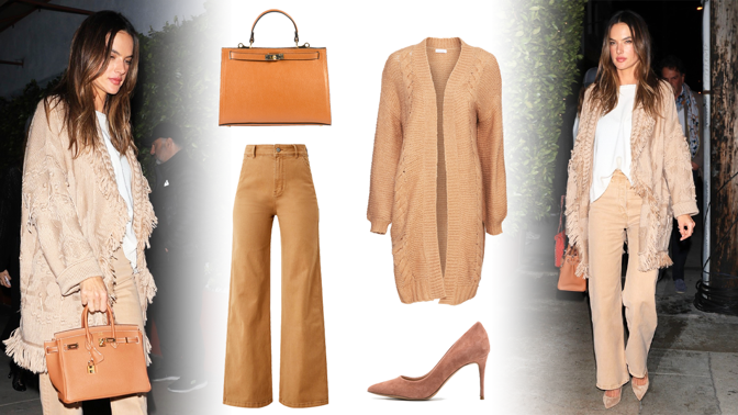 Outfit podle čtyřicátnice Alessandry Ambrosio: Padesát odstínů béžové v kombinaci s kabelkou za statisíce