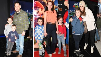 Móda z premiéry Super Mario Bros. ve filmu: Kino ovládly děti. Quentin Kokta v tematickém triku, Pecháčková vyfikla sestru