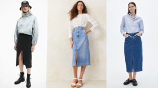 Denimové midi sukně ovládly jaro: Nosí se ty sahající ke kotníkům a v neotřelých provedeních