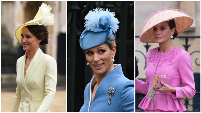 Nejlepší klobouky a fascinátory z korunovace krále Karla III.: Pippa Middleton v něžné žluté, Katy Perry i královna Letizia v růžové