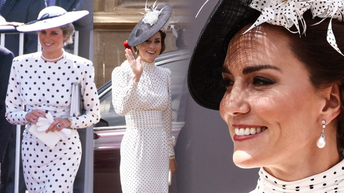 Princezna Diana a Kate Middleton v puntíkatých šatech: Princezna z Walesu vzdala hold své tchyni výběrem modelu a doplňků