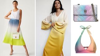 Trend na léto 2023: Ombré efekt vtrhl do šatníků. Propojuje oblíbené barvy na šatech, plavkách i doplňcích