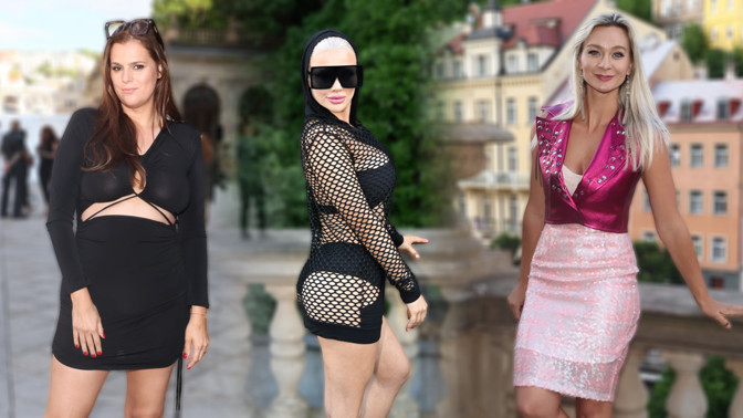 Móda z přehlídky Debbie Brown ve Varech: Jiráčková přišla v síti, Sharlota v latexu a Mottlová ignorovala dress code