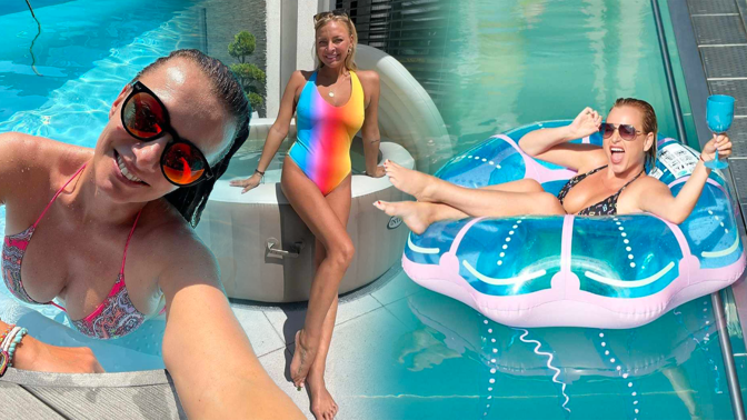 České hvězdy se chlubí svými bazény: Bendová v něm ukazuje vnady, Pártlová nafukovačku a Konvičková duhové plavky