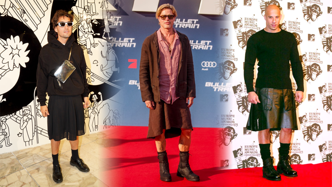 Muži v sukních: Dámský kousek oblečení si zamiloval Brad Pitt i Vin Diesel. Odvázat se ale umí i naši pánové