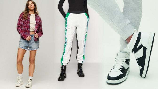 Tepláky, kostkovaná košile a tenisky: Hlavní módní výzbroj athletic grunge stylu, který omladí o pár let každou nositelku