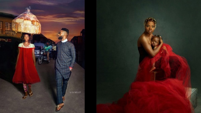 Snímek vlevo pořídila TY Bello náhodou během focení rappera Tinieho Tempaha. Vpravo už vidíme proměnu prodavačky v modelku.