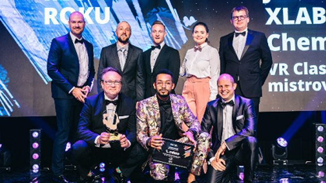 Tým JAD Productions a XLAB při předávání 1.místa v kategorii Inovace roku.