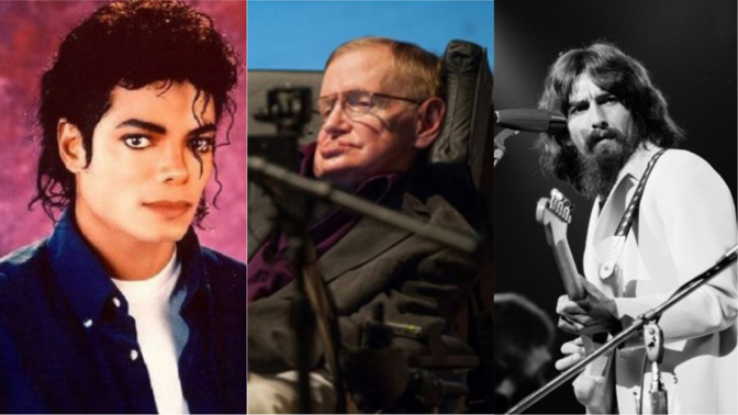 Michael Jackson, Stephen Hawking a George Harrison