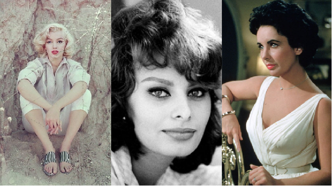 Marilyn Monroe, Sophia Loren a Elizabeth Taylor