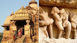 Chrámy sexu v městečku Khajuraho jsou zdobeny odvážnými řezbami.
