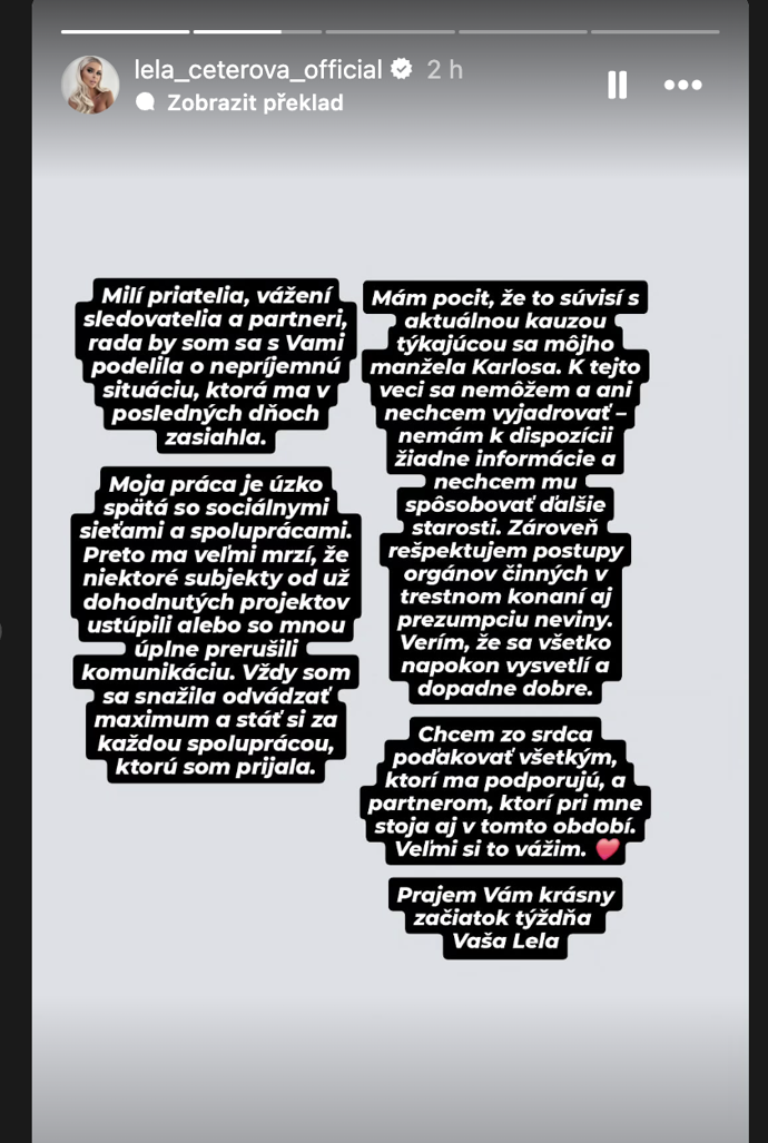 Lela Ceterová ztrácí nabídky o spolupráce.