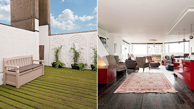 Interiér je zařízen kombinací moderního a vintage nábytku.